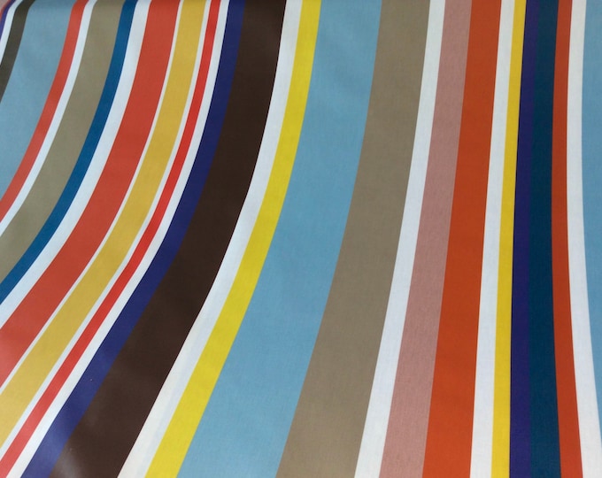 Oilcloth Fabric, PVC Coated, French Stripes, St Tropez Stripe, Per Meter