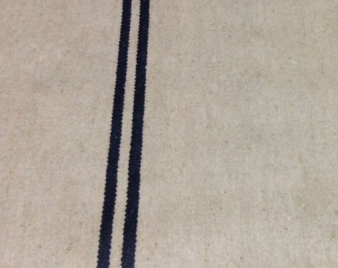 Oilcloth Fabric, PVC Coated, Exclusive, Vintage Rustic Grain Sack Design, Indigo Stripe, Per Meter