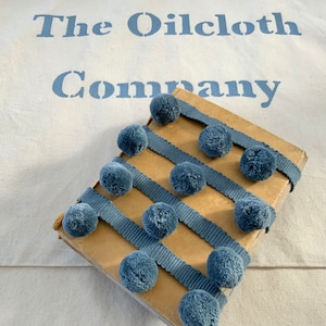 Petrol Blue Bobble Trim Fringe 100% Cotton, Superb Quality,  Per Meter