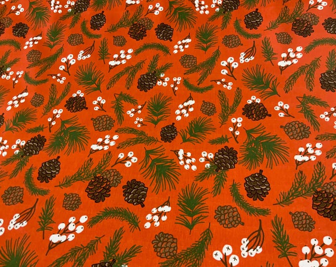 Oilcloth Fabric, PVC Coated,  Winter Woodland in Christmas Red Colourway, Per Meter