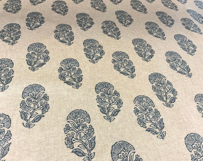 Oilcloth Fabric, Exclusive Morris Designs, Amara in Ink Blue, PVC coated Cotton, Superb Quality, Per Meter