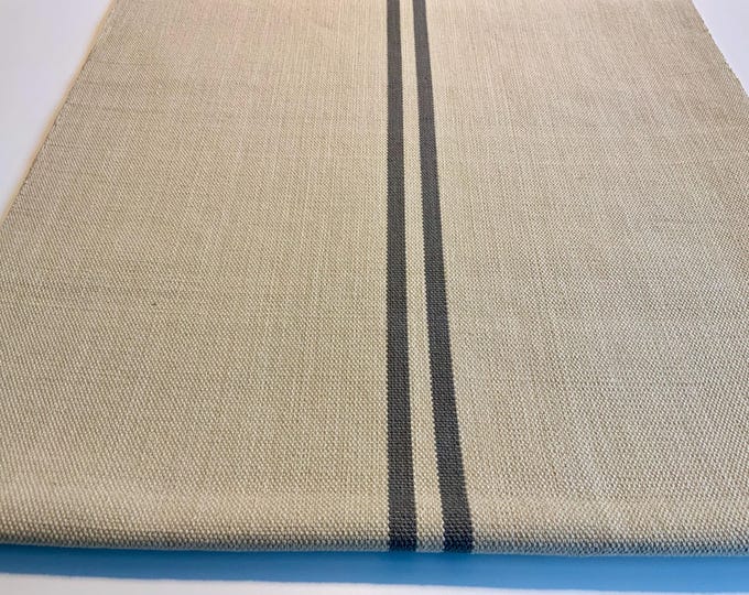Deckchair Canvas, Grain Sack, Grey Stripes, Table Runner, Heavy Duty Cotton, 45cm Width, 1.5 Meter Length