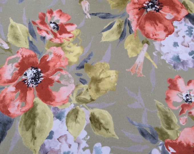 Oilcloth Fabric, PVC Coated, Rambling Rose Design, Matt Coated, Per Meter