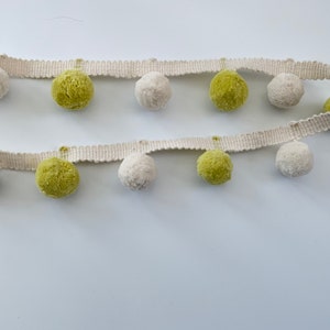 Limoncello Bobble Trim Fringe 100% Cotton, Citrus and Ivory, Superb Quality,  Per Meter