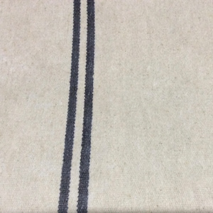 Oilcloth Fabric, PVC Coated, Exclusive, Vintage Rustic Grain Sack Design, Grey Stripe, Per Meter