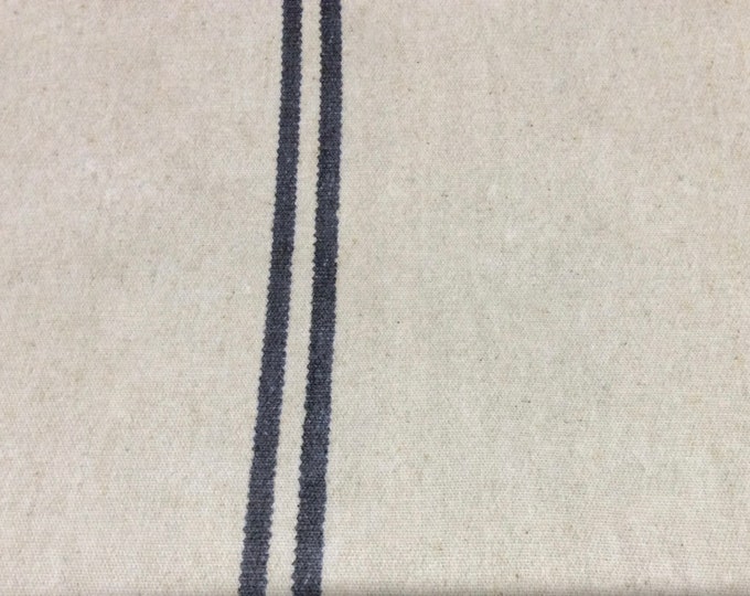 Cotton fabric, Exclusive, Vintage Rustic Grain Sack Design, Grey Stripe, Per Meter