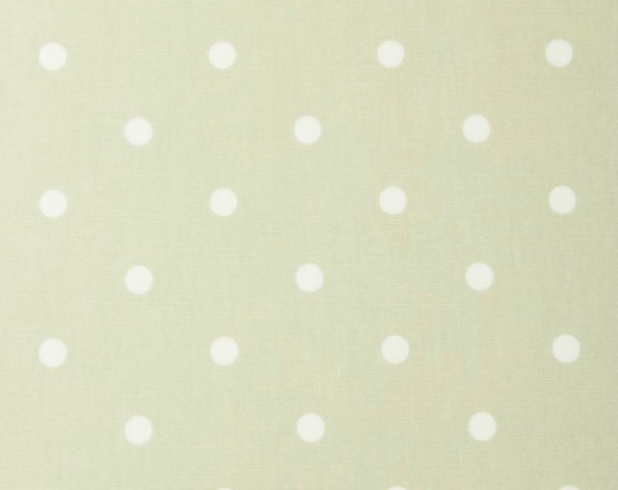 Oilcloth Fabric, PVC Coated, Clarke & Clarke Sage Green Spots, Matt Finish, Per Meter