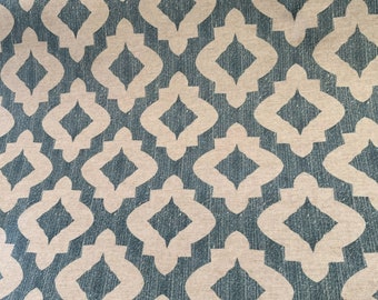 Oilcloth Fabric, Exclusive Morris Designs, Sevilla in Denim Blue, PVC coated Cotton, Superb Quality, Per Meter
