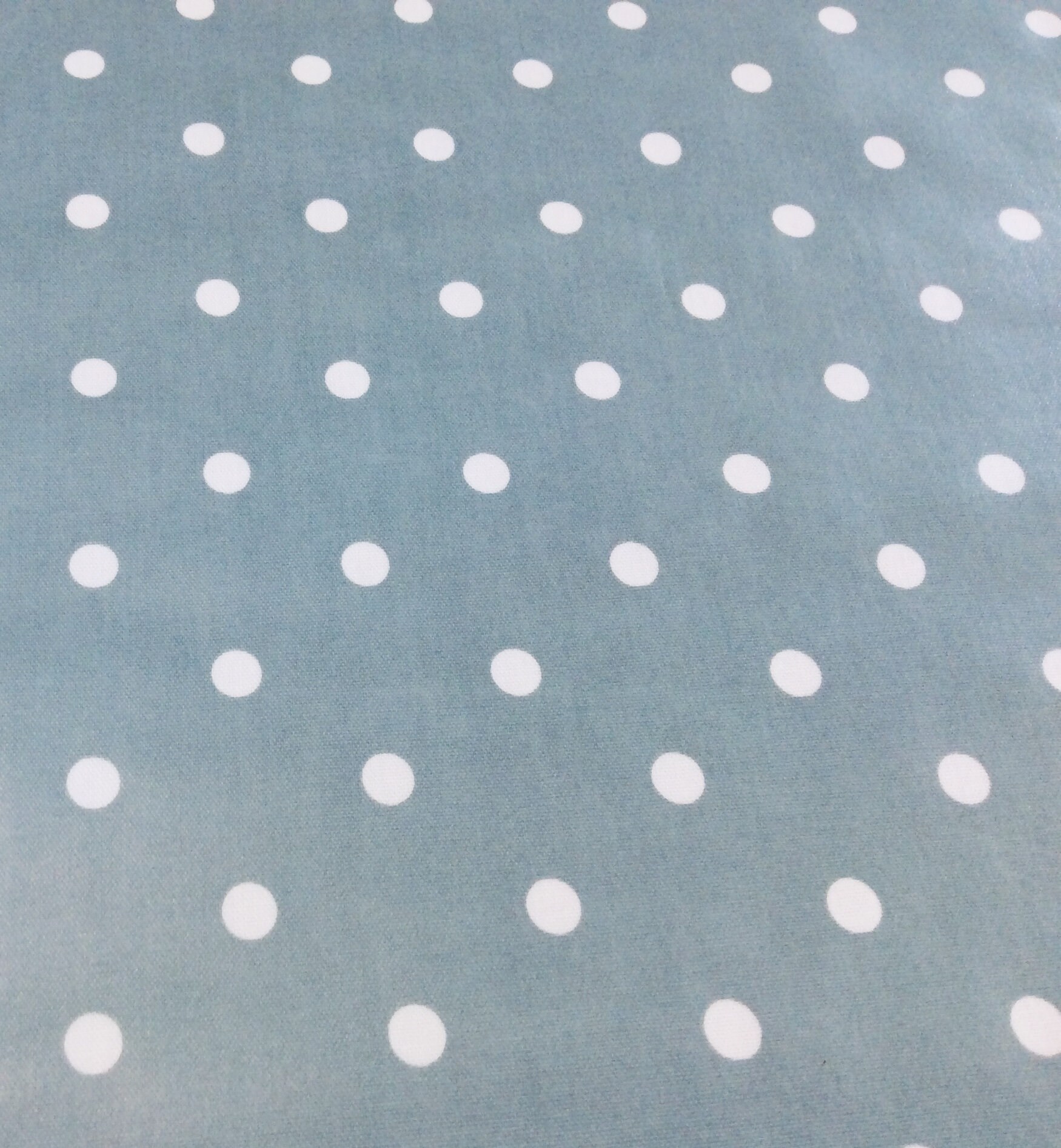 Oilcloth Fabric, PVC Coated, Clarke & Clarke Dotty Spots, Duckegg Blue