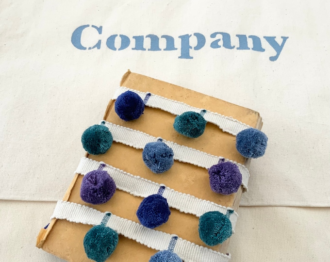 Viola Bobble Trim Fringe 100% Cotton, Blue, Teal & Violet, Superb Quality,  Per Meter