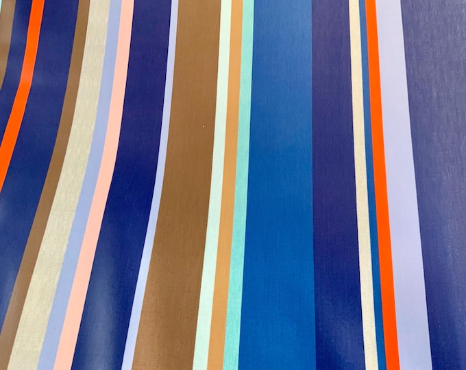 Oilcloth Fabric, PVC Coated, French Stripes, Montpellier Stripe, Per Meter