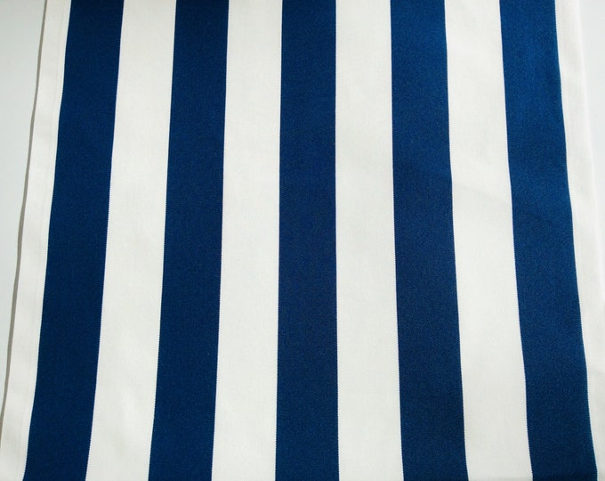 Deckchair Canvas, Barbara, Navy Blue and White Stripes, Heavy Duty, 1.5 Meter Length