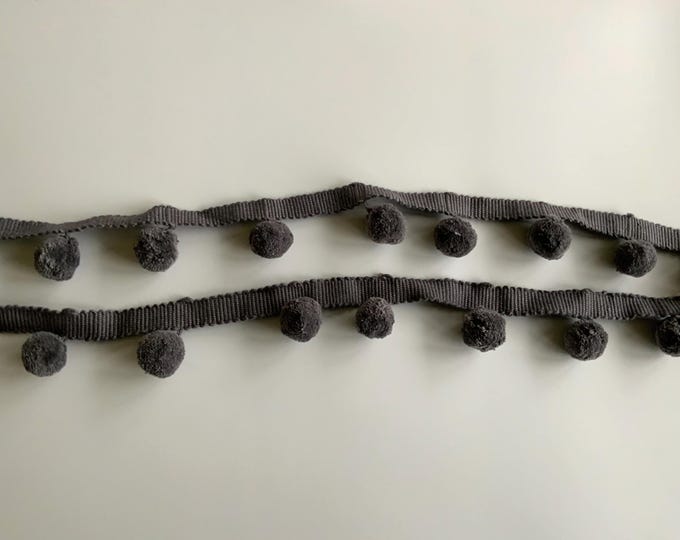 Slate Grey Bobble Trim Fringe 100% Cotton, Superb Quality,  Per Meter