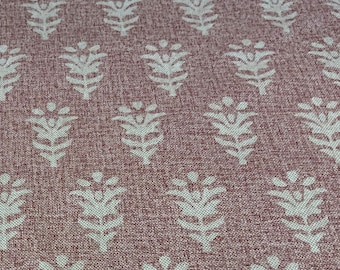 Tela de lino, Jaipur, estampado en bloque en color rosa palacio, por metro