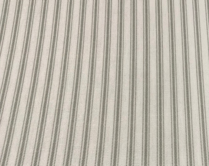 Oilcloth Fabric, PVC Coated, Vintage French Ticking Stripe, Dove Grey Colourway, Per Meter
