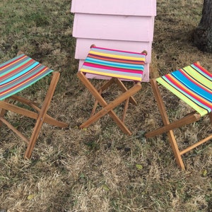 Luxury Hardwood, Bespoke Events Stool, Folding Foot Rest in a choice of fabrics