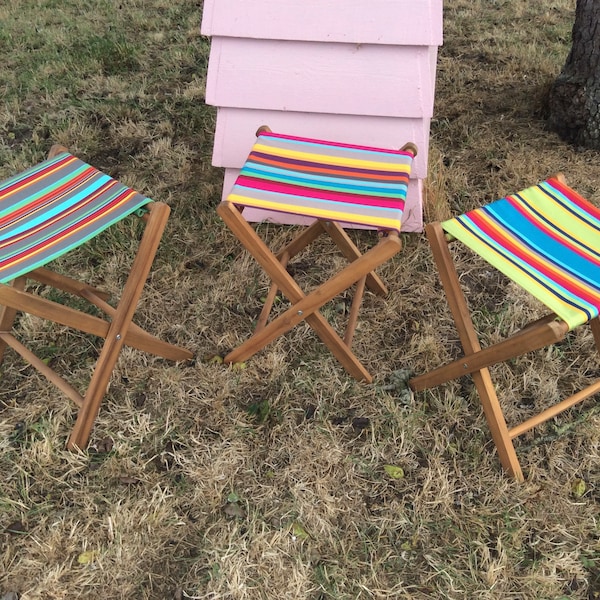 Luxury Hardwood, Bespoke Events Stool, Folding Foot Rest in a choice of fabrics