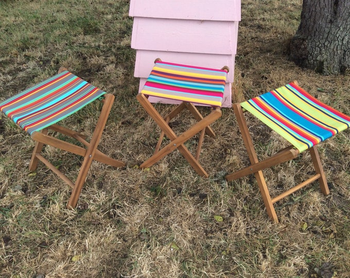 Luxury Hardwood, Bespoke Events Stool, Folding Foot Rest in a choice of fabrics