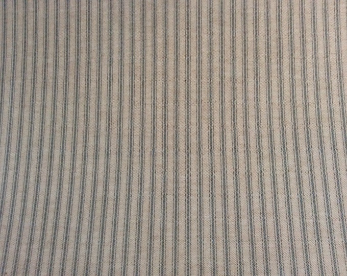 Oilcloth Fabric, PVC Coated, Vintage French Ticking Stripe Linen, Indigo Colourway, Per Meter