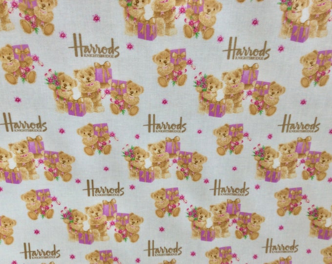 Oilcloth Fabric, PVC Coated, Harrods Knightsbridge Teddy Bears Design,  Per Meter