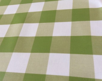 Hule, tela recubierta de PVC, Morris Designs, diseño de cuadros vichy verdes, por metro
