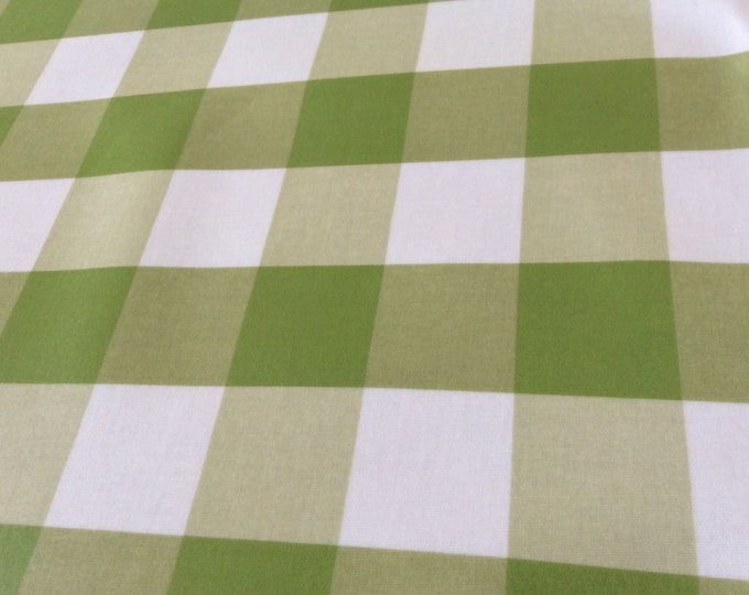 Oilcloth, PVC coated fabric, Morris Designs, Green Gingham Check Design, Per Meter
