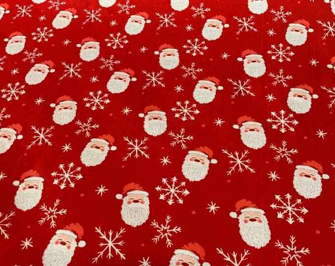 Oilcloth Fabric, PVC Coated,  Jolly Santa, Per Meter, Narrow width