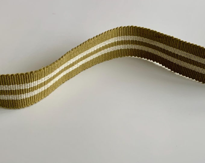 Olive & Ivory Braid, Webbing, 100% Cotton, Superb Quality,  Per Meter
