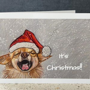 Cartão de Natal - Feliz Natal - Chihuahua - Cartão de Saudações - Natal - Saudações da Temporada - Cachorro - Engraçado - Fofo - Artesanal