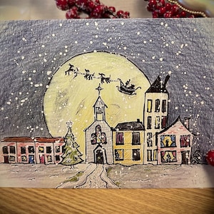Santas Greyhound Express - Carte de Noël par Kay Stewart Oeuvre d'art carte de Noël chien mignon carte de chien drôle