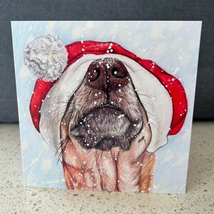 Biglietto di Natale, Levriero, Babbo Natale, Neve, Carino, Divertente, Biglietto vuoto,