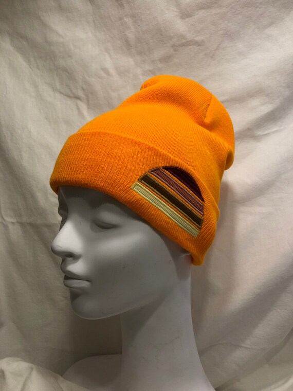 Neon Blaze Orange Winter Knit Hat With 