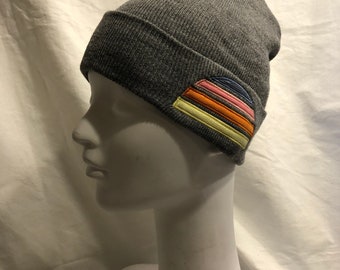 Gray Sherbert Winter Knit Hat With 