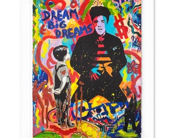 Nastya Rovenskaya, "Dreaming" Framed One-of-a-Kind Mixed Media, Hand Signed with Letter of Authenticity.