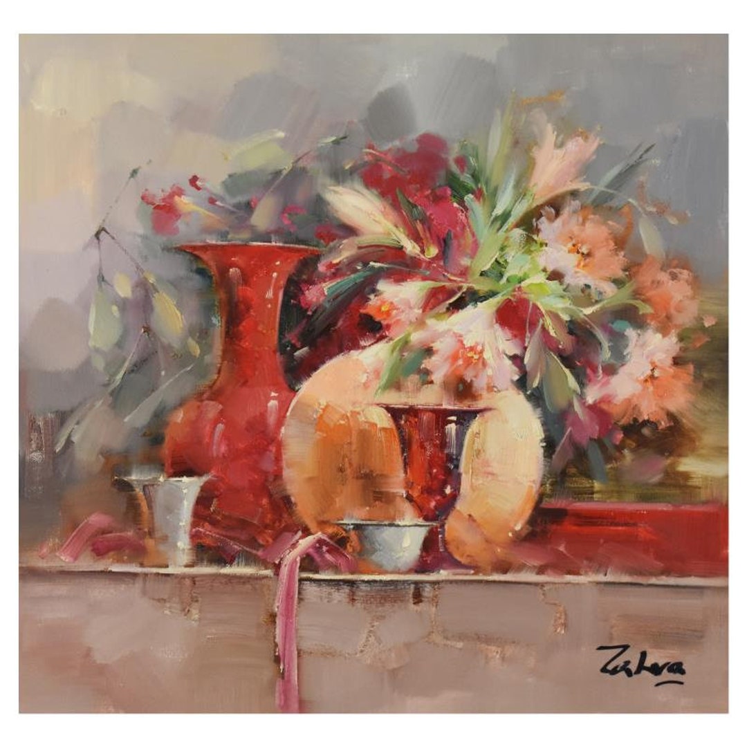Zahra: Original Floral Still Life Oil Painting on Canvas (32" X 32") - Etsy