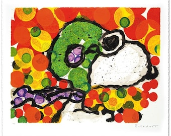 Litografía de Snoopy de Tom Everhart: Sincroniza mi Boogie - Tarde