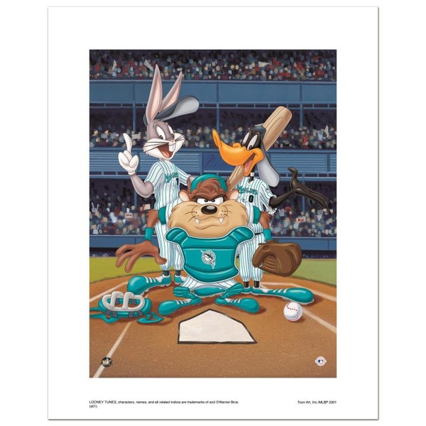 Numbered Limited Edition Giclee from Warner Bros., "At the Plate (Marlins)" with Certificate of Authenticity.