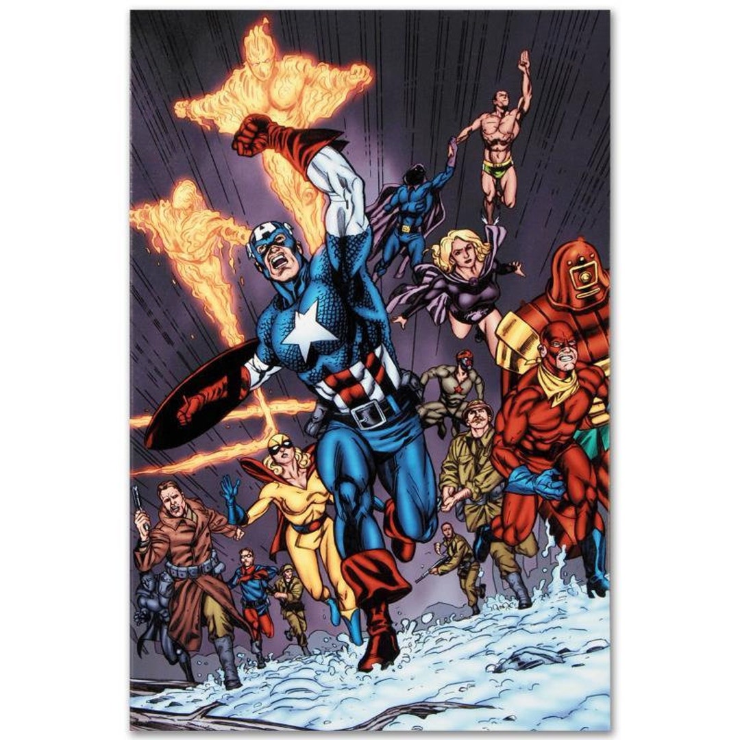 Avengers/invaders #11 Giclee Canvas Art: Captain America & Human Torch ...