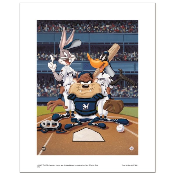 Numbered Limited Edition Giclee from Warner Bros., "At the Plate (Brewers)" with Certificate of Authenticity.