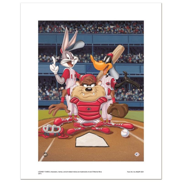 Numbered Limited Edition Giclee from Warner Bros., "At the Plate (Reds)" with Certificate of Authenticity.