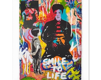 Nastya Rovenskaya, "Dreaming" Framed One-of-a-Kind Mixed Media, Hand Signed with Letter of Authenticity.