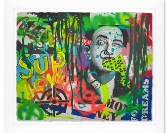 Nastya Rovenskaya, "SUP" Framed One-of-a-Kind Mixed Media, Hand Signed with Letter of Authenticity.