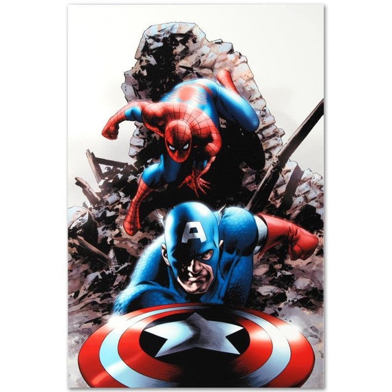 Spectacular Spider-man #15 Giclee Canvas Art: Captain America