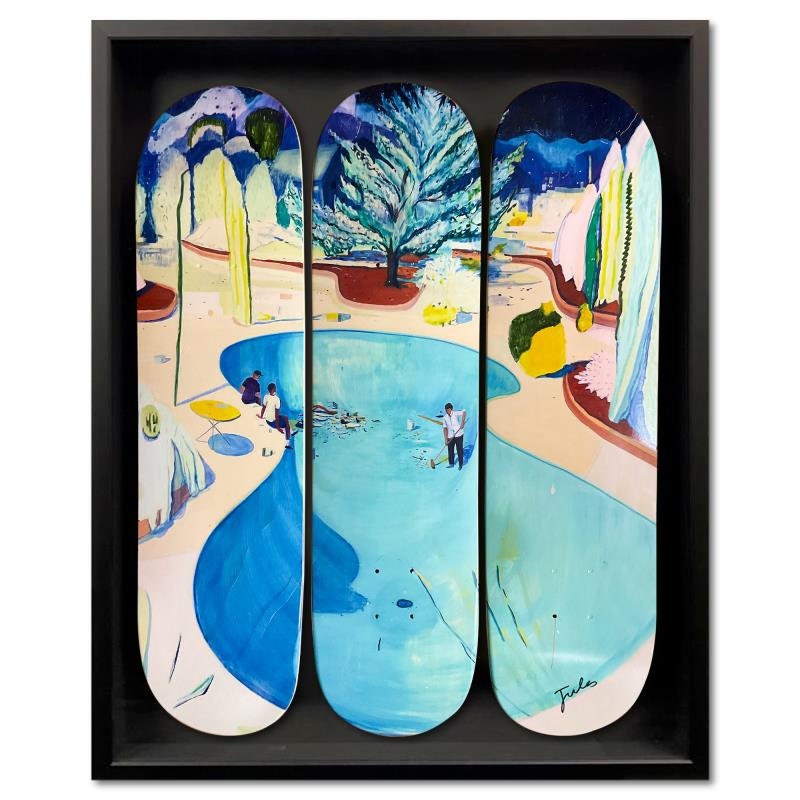 Jules De Balincourt Framed Skateboard Triptych: Signed Limited