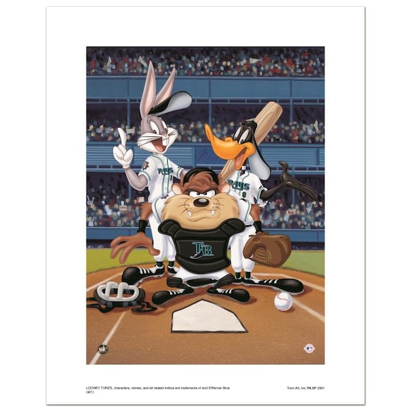 Numbered Limited Edition Giclee from Warner Bros., "At the Plate (Devil Rays)" with Certificate of Authenticity.