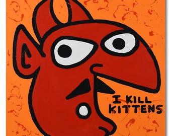 Todd Goldman "I Like Kittens" Original Acrylic Painting (36x36)