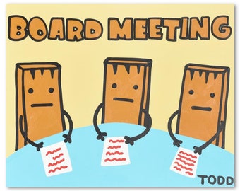 Todd Goldman, "Board Meeting" Original Acrylic Painting on Gallery Wrapped Canvas (60" x 48"), Hand Signed with Letter of Authenticity.