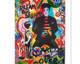 Nastya Rovenskaya, "Dreaming" Framed One-of-a-Kind Mixed Media, Hand Signed with Letter of Authenticity.