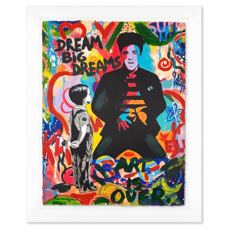 Nastya Rovenskaya, "Dreaming" Framed One-of-a-Kind Mixed Media, Hand Signed with Letter of Authenticity. image 1