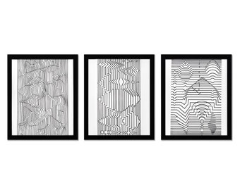 Victor Vasarely (1908-1997), "Naissances - I, Naissances - III, et Ebi-Noor de la série Ondulatoires (Triptych)"